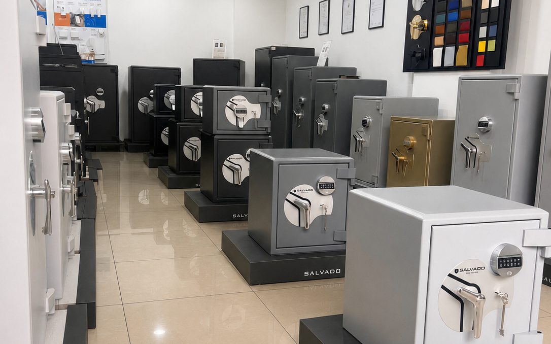 Salvado showroom interior with high-security safes on display