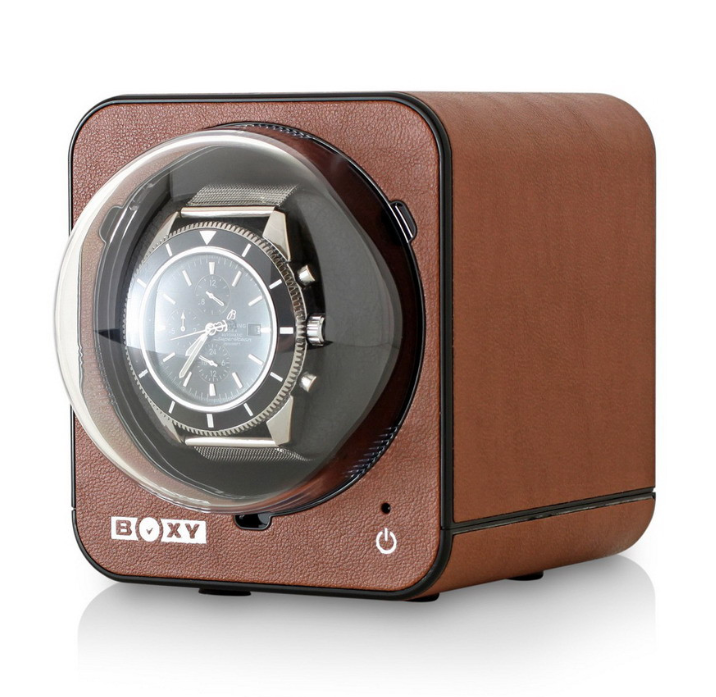 Boxy Brown Leather Watch Winder